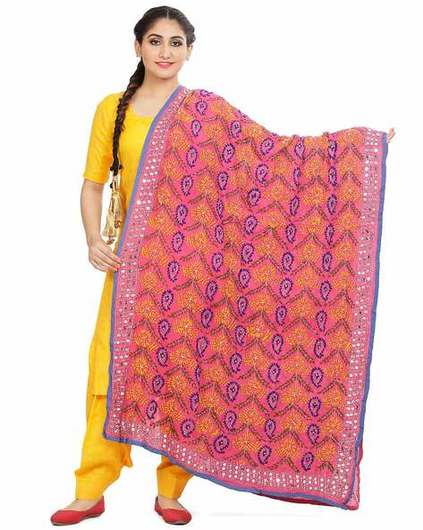 Embroidered Dupatta with Mirror Accent Price in India