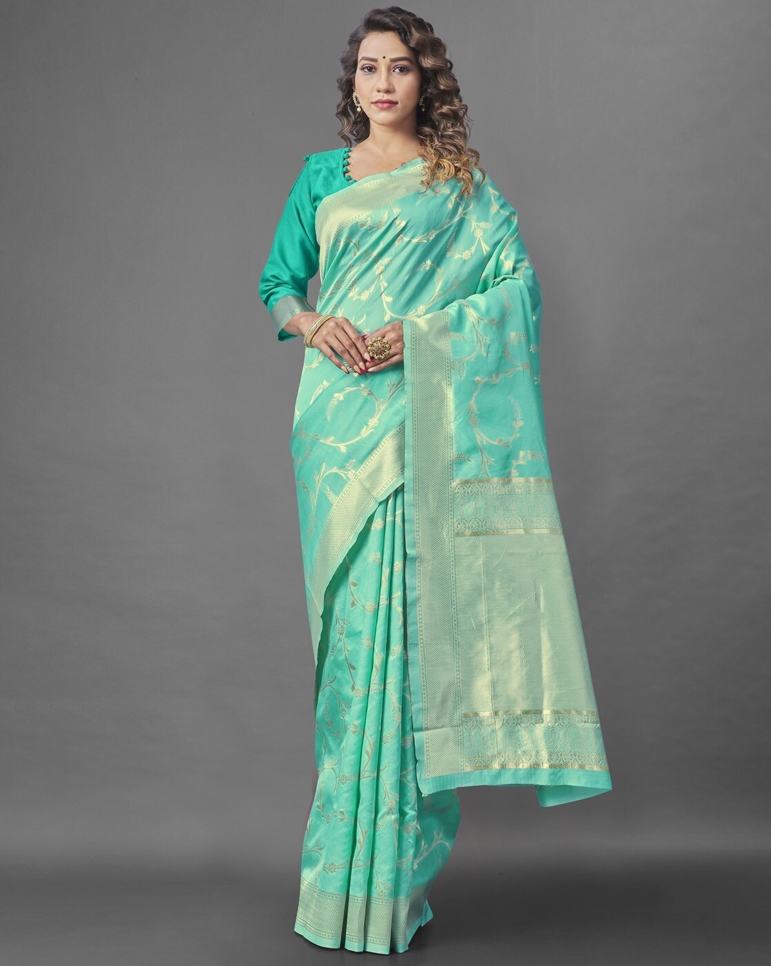 Buy Green Sarees for Women by ZIKARAA Online