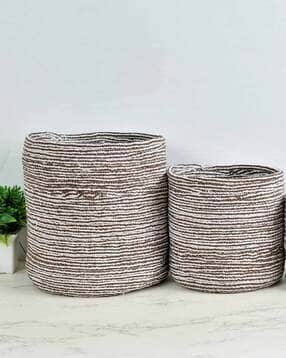 lavichitra Set of 2 Braided Cotton Planter Baskets-picture-33