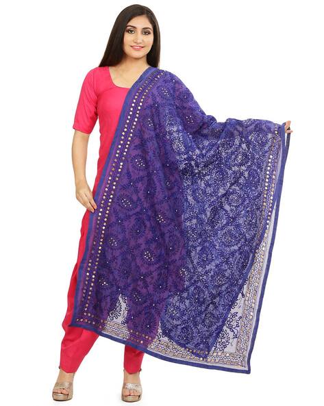 Paisley Embroidered Chanderi Dupatta with Mirror Accent Price in India