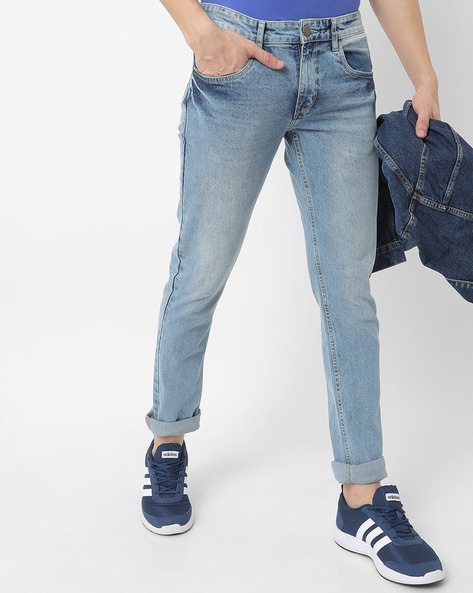 Mid-Wash Skinny Fit Jeans