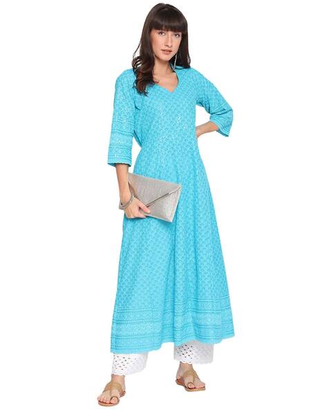 Chikankari anarkali kurtis on sale online