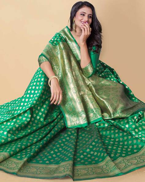 Buy Green Sarees for Women by ZIKARAA Online