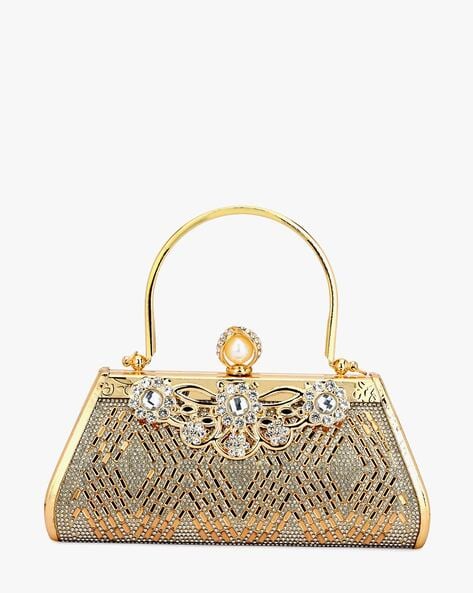 Buy Peora Clutch Womens Purse Bridal Bag for Casual Detachable Strap  Evening Sling Bag - Gold-C81G online