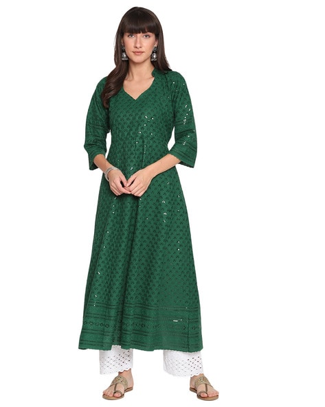 green anarkali kurti