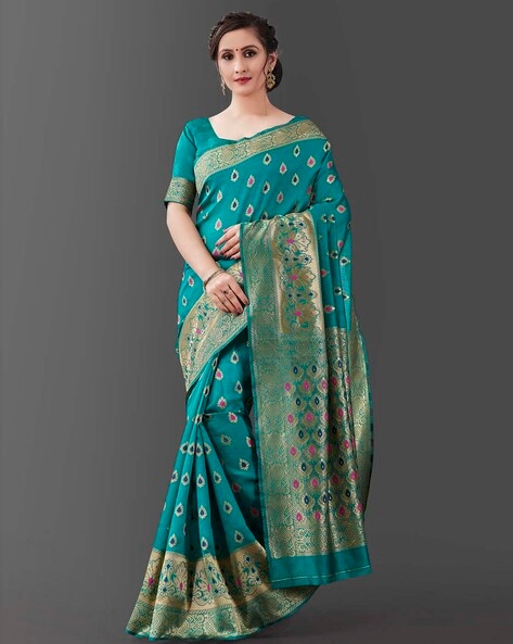 Buy Green Sarees for Women by ZIKARAA Online