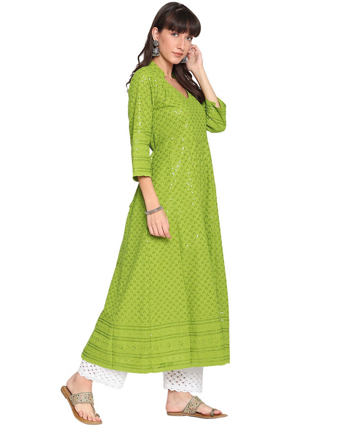 Buy Olive Green Kurta Suit Sets for Women by Jaipur Kurti Online | Ajio.com