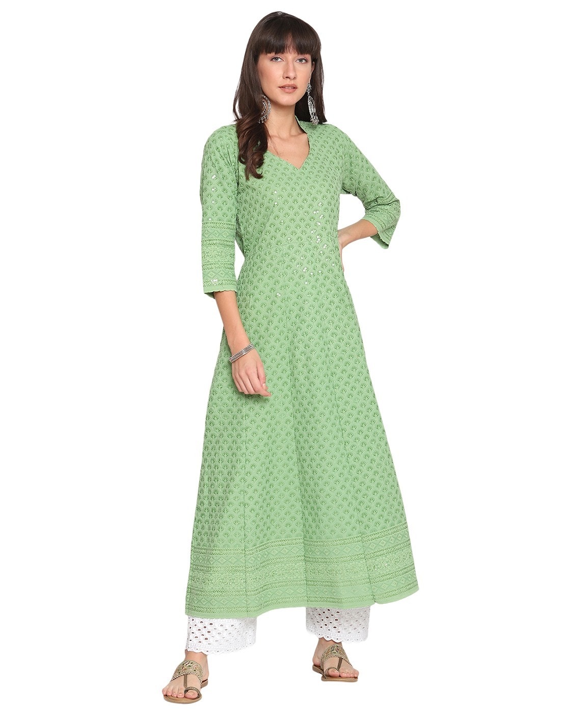 v neck anarkali kurti