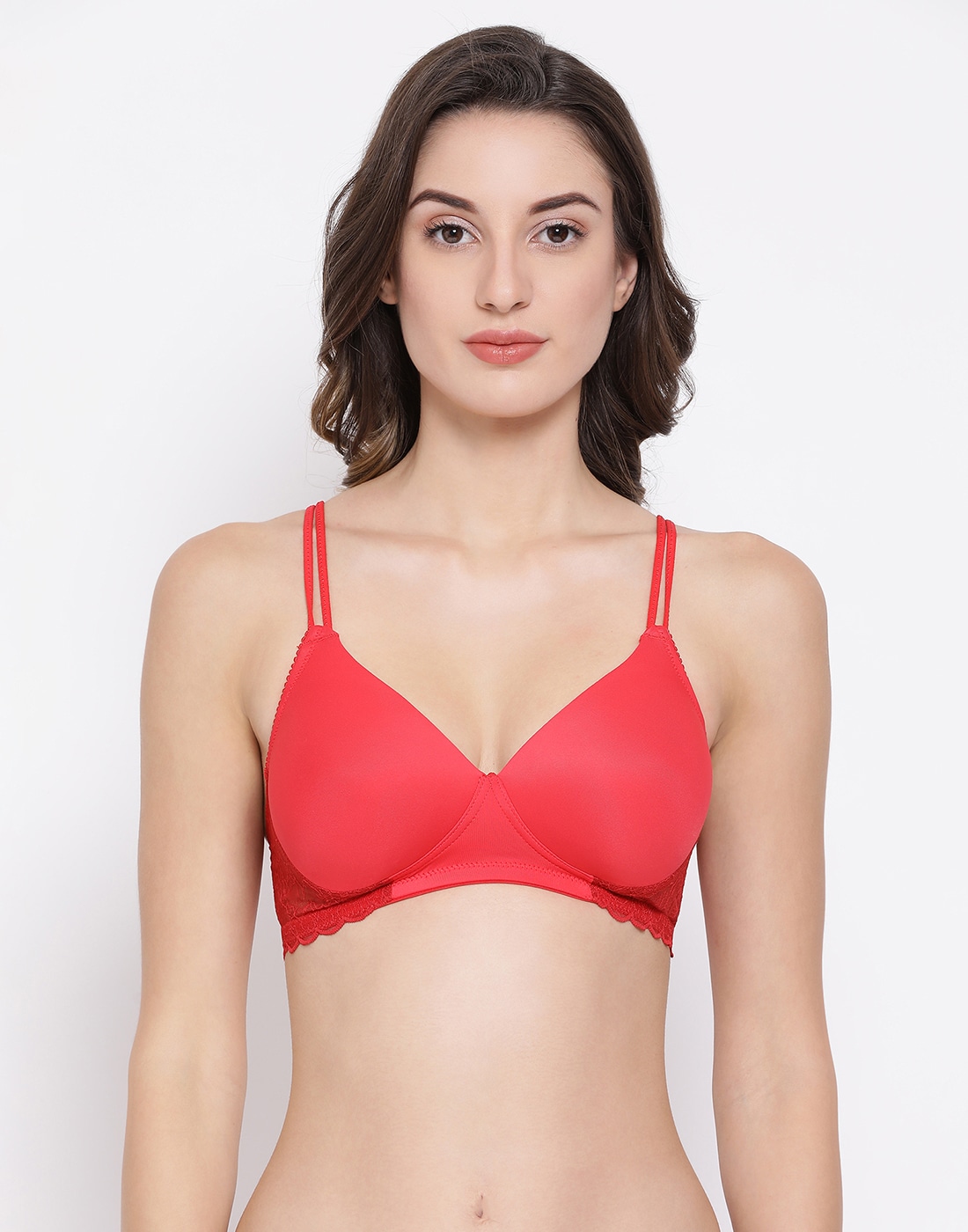 Buy Clovia Double Layered Non Wired Full Coverage Basic Bra - Red at Rs.329  online