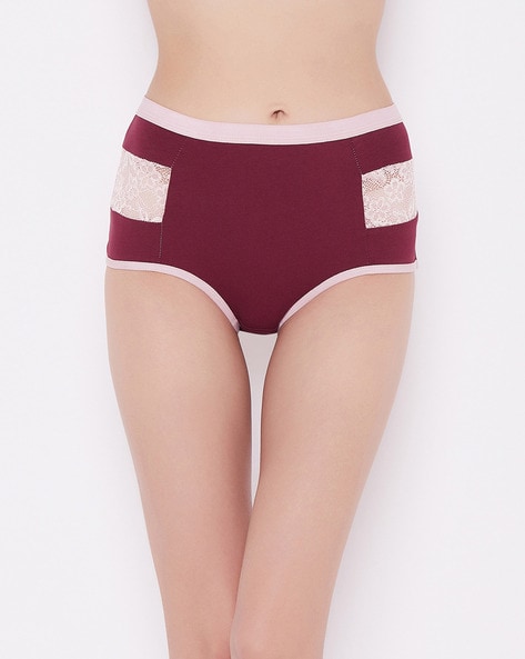 Buy Maroon & White Panties for Women by Clovia Online