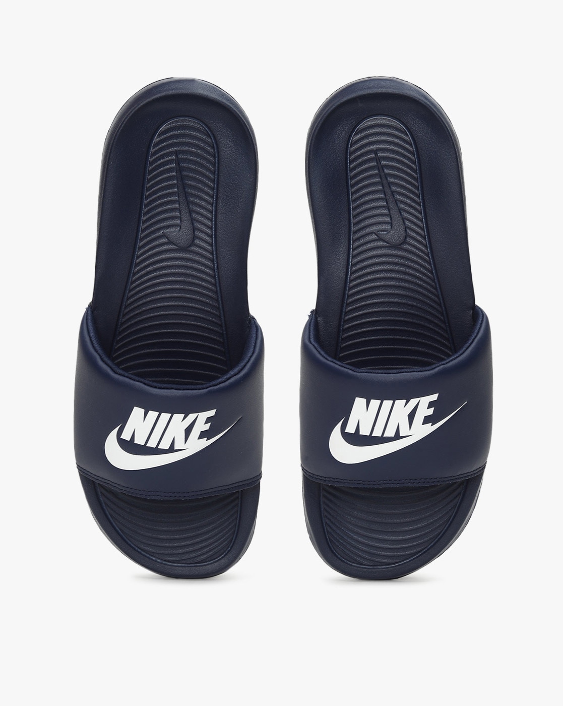 Black and shop blue nike slides