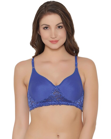 Shyaway T-Shirt : Buy Shyaway Women Navy Blue Full Lace Padded Wired 3/4th Coverage  Bra Online