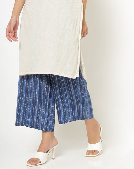 Striped Palazzos with Semi-Elasticated Waist Price in India