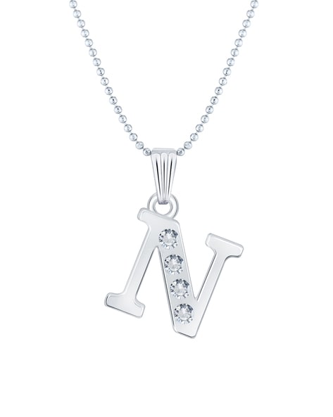 Buy De-Ultimate Silver Name English Alphabet 'N' Letter Locket Pendant  Necklace With Ball Chain Online at Best Prices in India - JioMart.