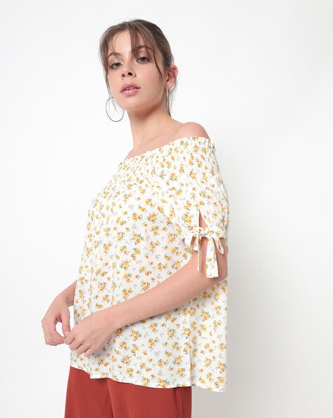 Smocked bardot top online