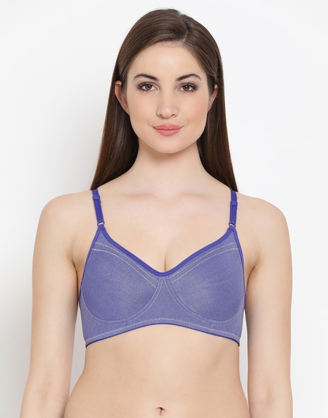 Buy Clovia Blue Solid Lace T-Shirt Bra Online at Best Prices in