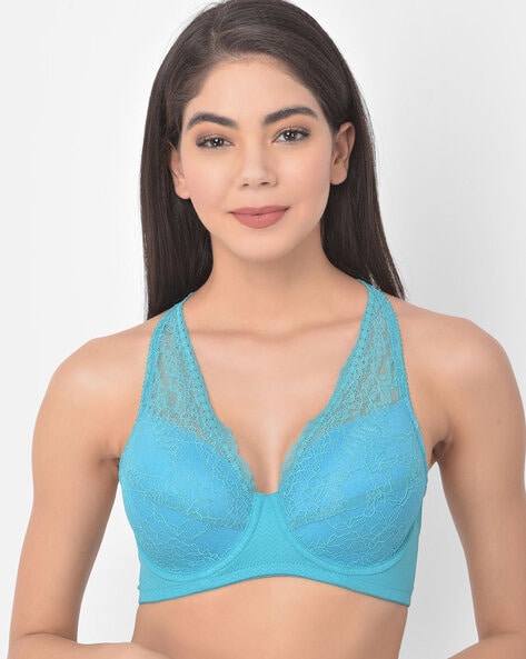 Soie Teal Lace Full Coverage Bra