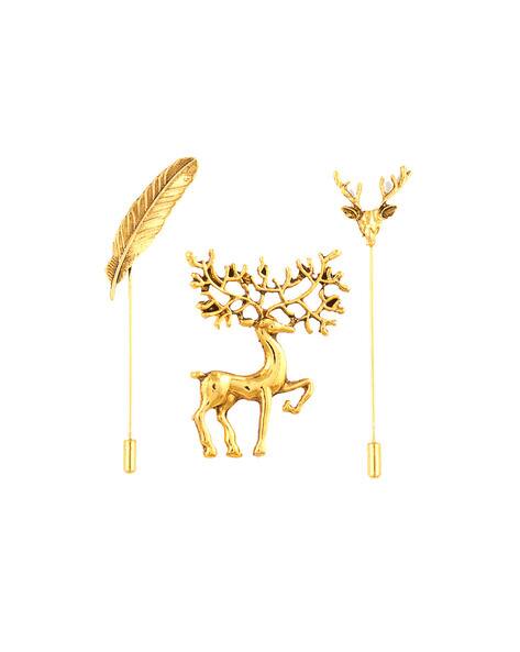 MAHI Set of 3 Valentine Gift Gold Plated Shirt Brooch Lapel Pin