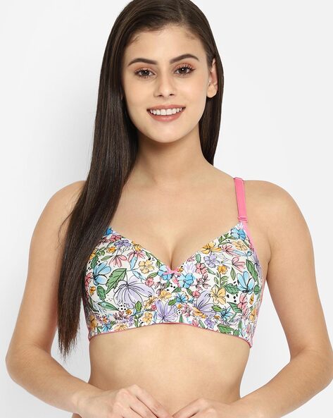 Buy Clovia Comfy Multicoloured Floral Printed Non-Wired Padded T-Shirt Bra  Online In India At Discounted Prices