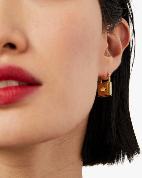 Kastel Jewelry Zuki Diamond Couture Lock Hoop Earrings | Neiman Marcus