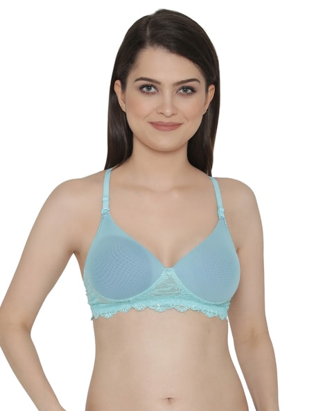 Buy Clovia Blue Solid Lace T-Shirt Bra Online at Best Prices in