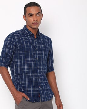 Buy Navy Blue Shirts for Men by NETPLAY Online 