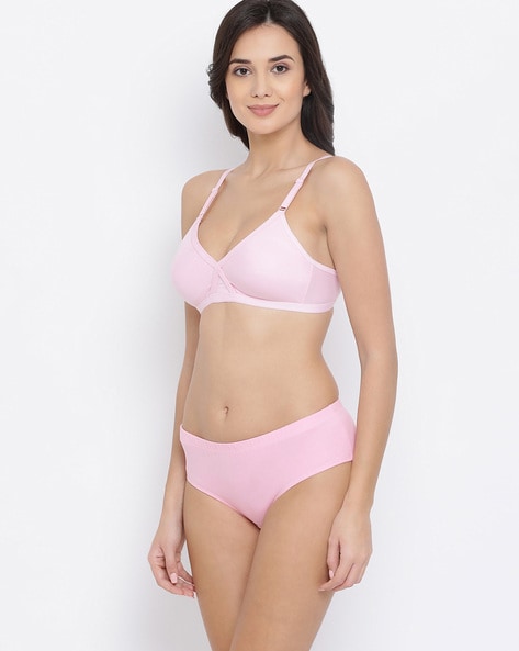Buy online Pink Net Bra And Panty Set from lingerie for Women by Clovia for  ₹489 at 62% off