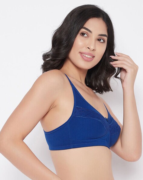 Buy Clovia Double Layered Non Wired Full Coverage T-Shirt Bra - Blue at  Rs.359 online