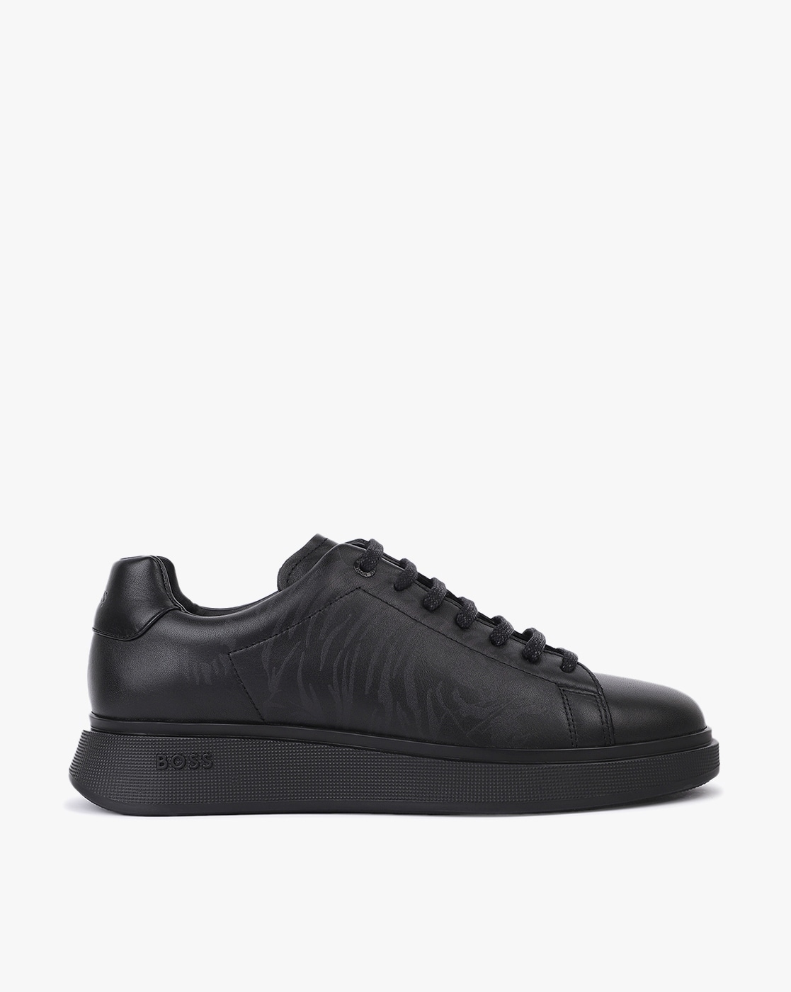 BOSS - Leather lace-up trainers with monogram detailing