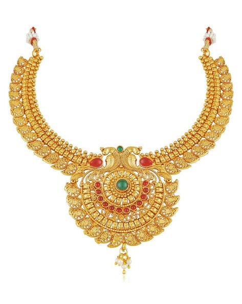 Buy Antique Gold Plated Mango Motif Long Necklace Earrings Set | Tarinika