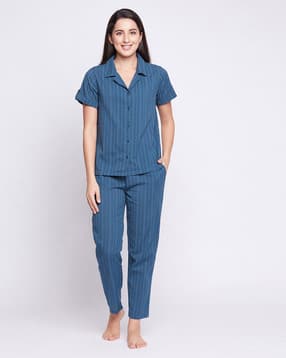 Striped T-Shirt & Pyjama Nightwear Set-image-35