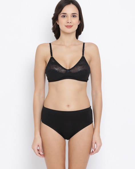 Buy online Black Net Bra And Panty Set from lingerie for Women by Clovia  for ₹659 at 53% off