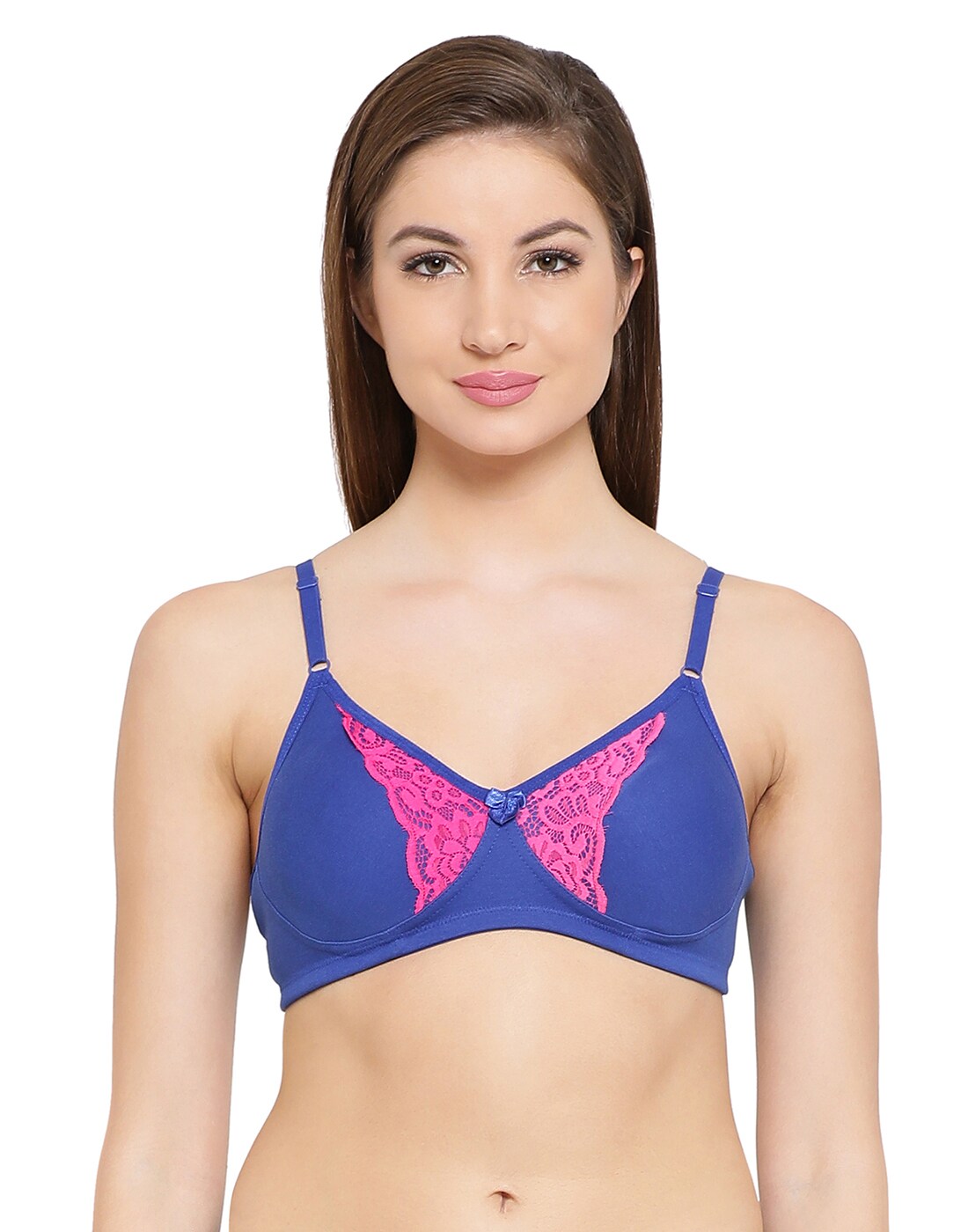 Buy Clovia Blue Solid Lace Balconette Bras Online at Best Prices