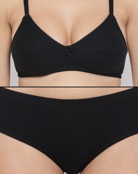 Buy online Black Net Bra And Panty Set from lingerie for Women by Clovia  for ₹549 at 61% off