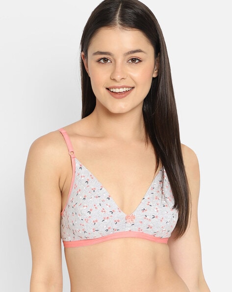 Floral Print Non-Padded Plunge Bra
