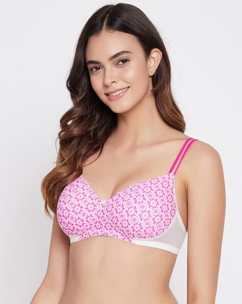 Floral Print Lightly-Padded T-shirt Bra