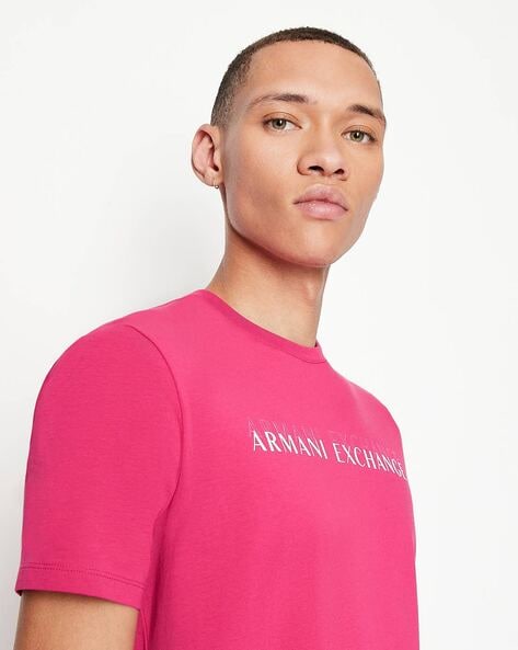 Armani exchange pink t on sale shirt