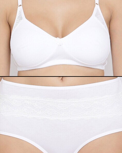 Buy online White Solid Cotton Bra from lingerie for Women by