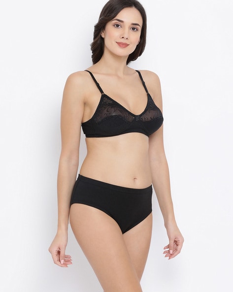 Buy online Solid Black Cotton Regular Bra from lingerie for Women by Clovia  for ₹300 at 40% off