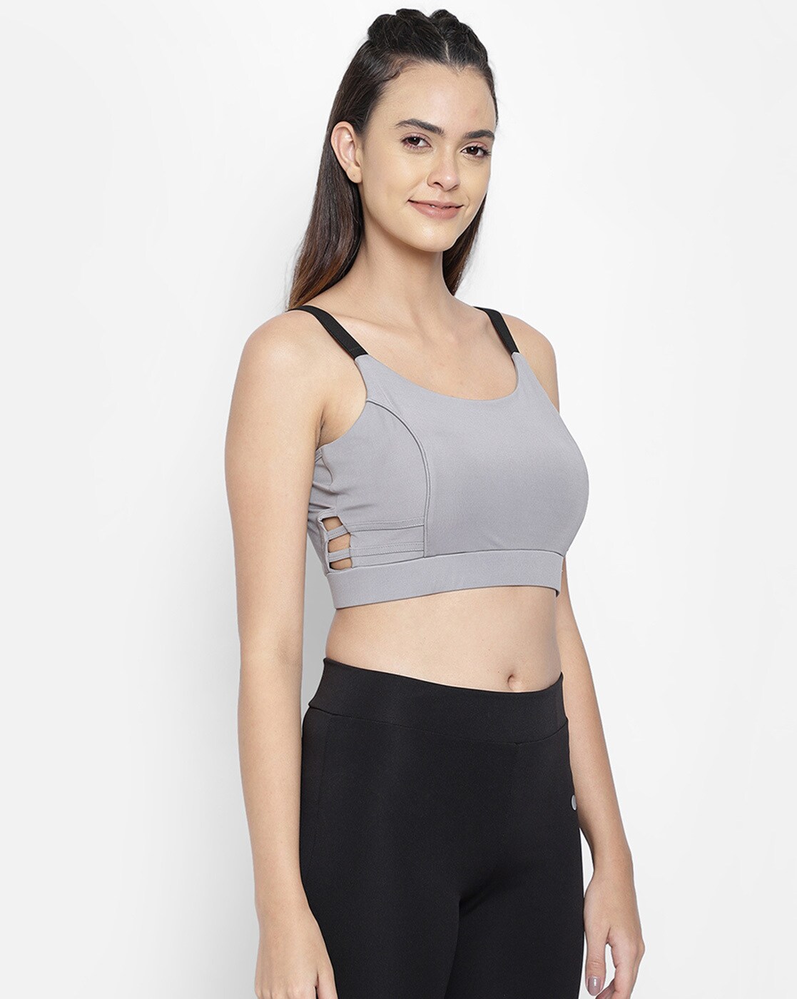 LG444G - GREY - ZIPPED SPORTS BRA 34D to 46J. 25 PCS