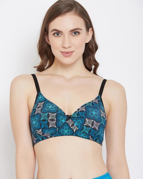 Buy online Blue Printed Sports Bra from lingerie for Women by