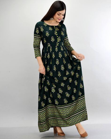 Women's Printed Rayon Anarkali Kurti