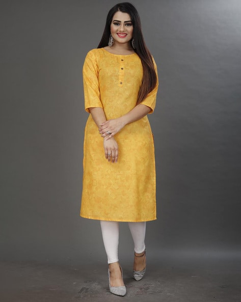 Pistaa's Women's Yellow Cotton Flex Princess Cut Kurti with Plus Size :  Amazon.in: Fashion