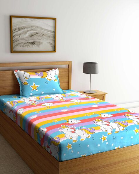 Single bed sheet on sale with pillow cover online