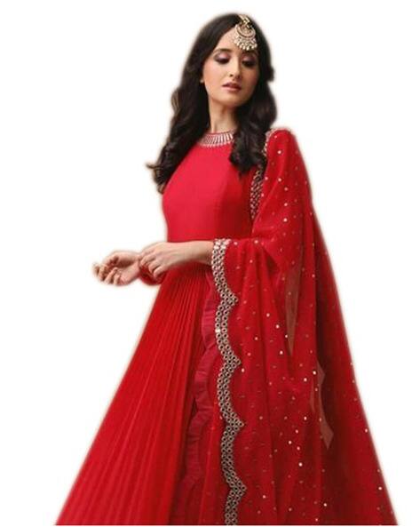 anarkali red suit