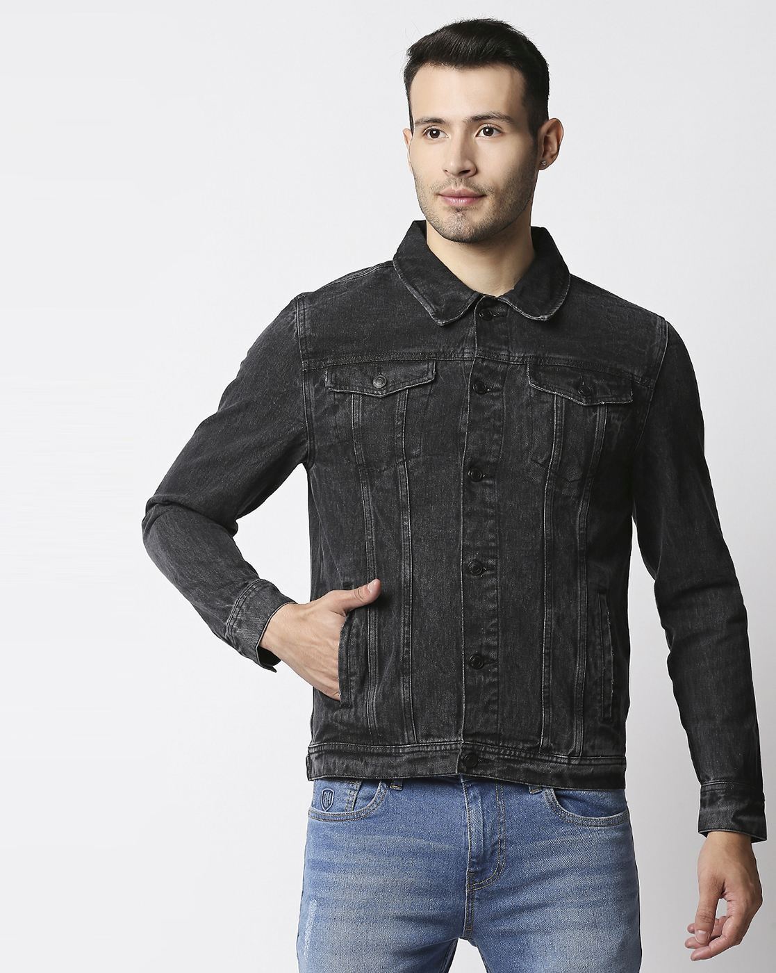 Splash Lee Cooper Denim Jacket with Long Sleeves and Pocket Detail Men  Jackets