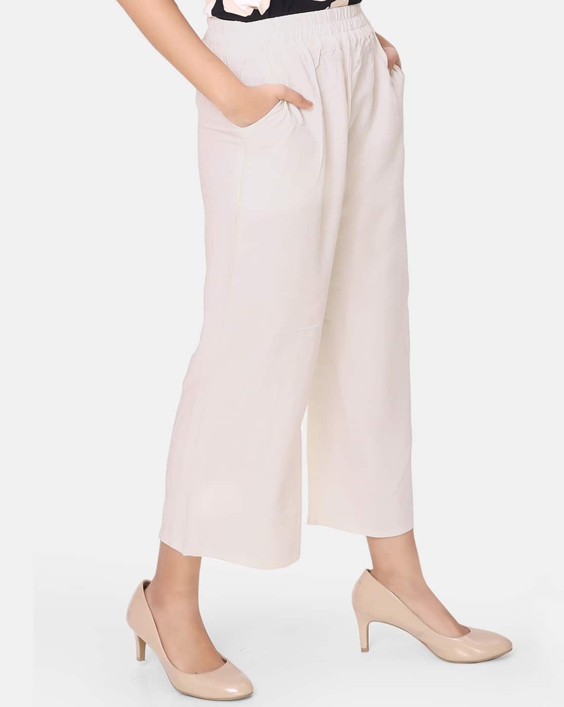 Buy Cream Trousers \u0026 Pants for Women by 