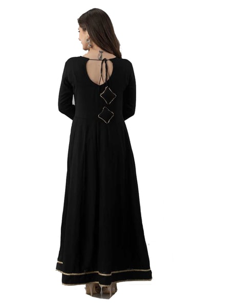 plain black dress material