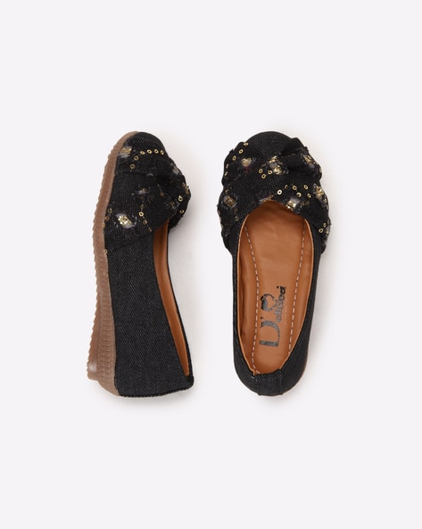 Dchica Embellished Ruched Strap Ballerinas