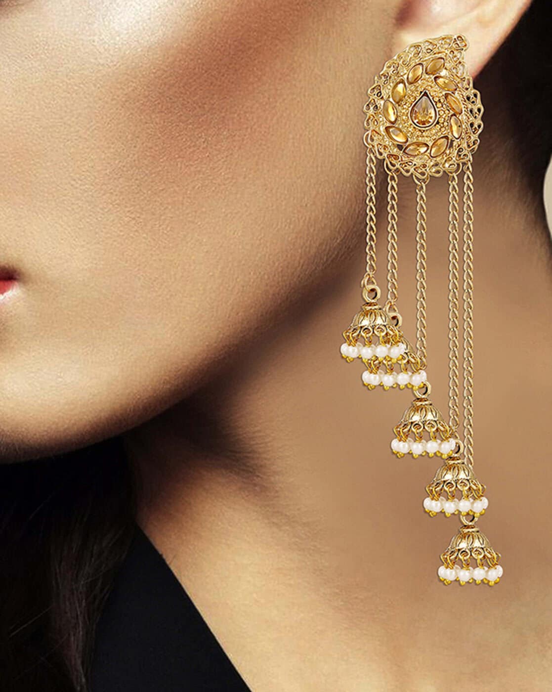 Buy 22k Panache Gold Jhumka Earrings Online from Vaibhav Jewellers
